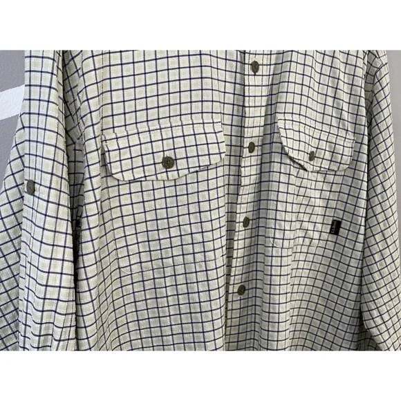 LL Bean Outdoors Textured Long Sleeve Shirt Camping Men’s L Reg Khaki Check - Picture 6 of 16